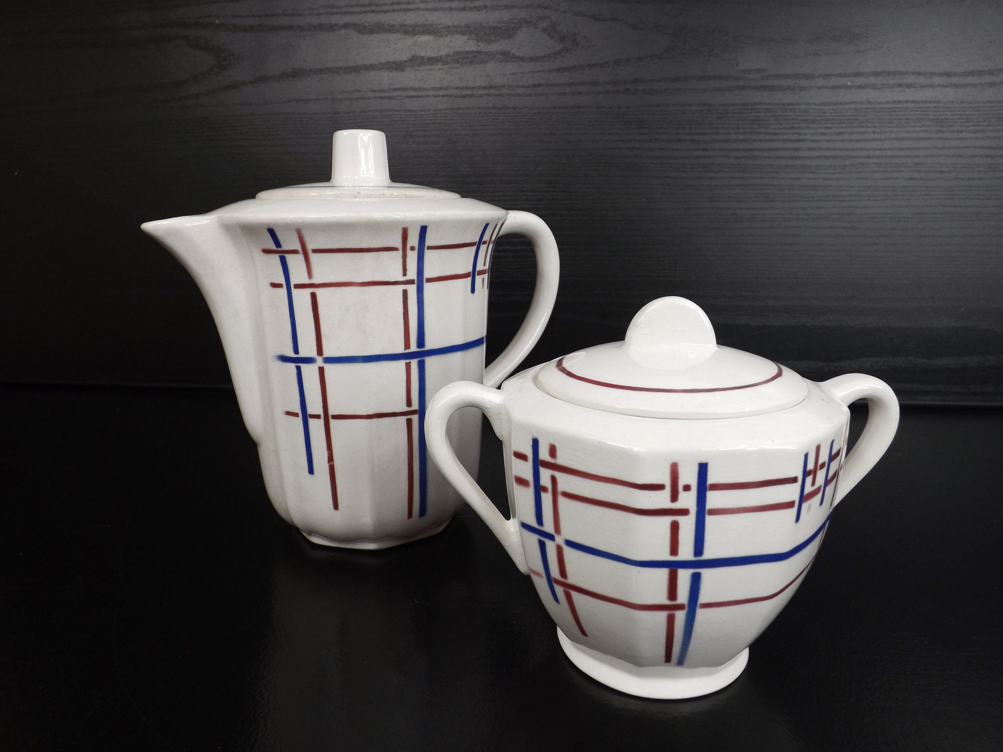 Ensemble Sucrier et Théière Badonviller - Antique Teapot & Sugar Bowl