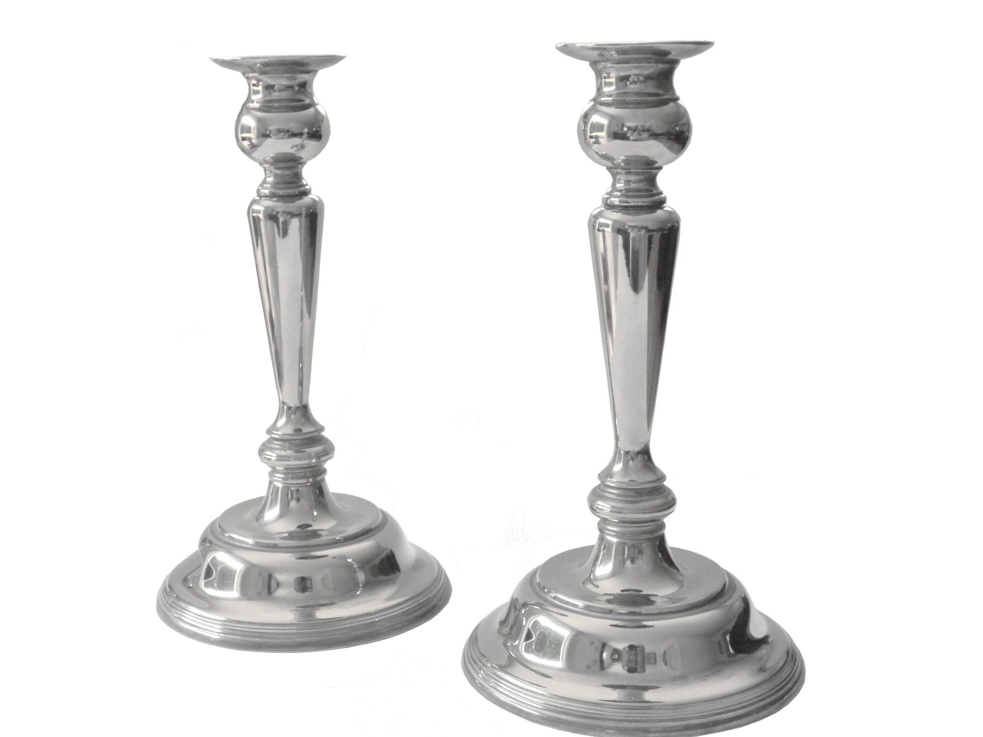 Paire de Bougeoirs Métal Argenté - French Pair Of Candlesticks