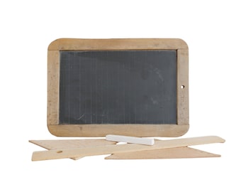 Frans schoolbord van leisteen met houten randen - vintage authentiek Frans schoolbord van leisteen met houten randen