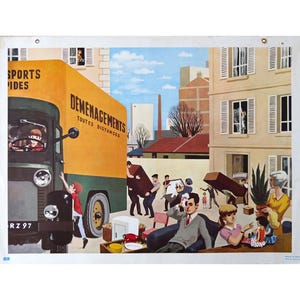Grande poster scolastico fronte-retro Nathan, 1967 - Carta da parati scolastica vintage francese