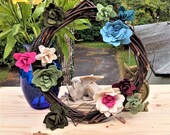 Multicolor Felt Succulent Wreath