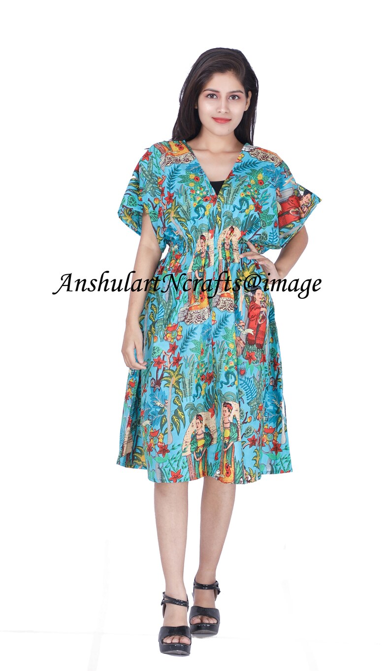 beach wear dress Women Kaftan 100/% cotton light weight summer Kaftan long maxi Gown nightwear Frida Kahlo Print