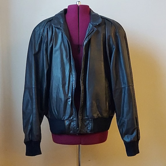 80s Men's, Black Leather Jacket Size 44 | By Sadd… - image 1