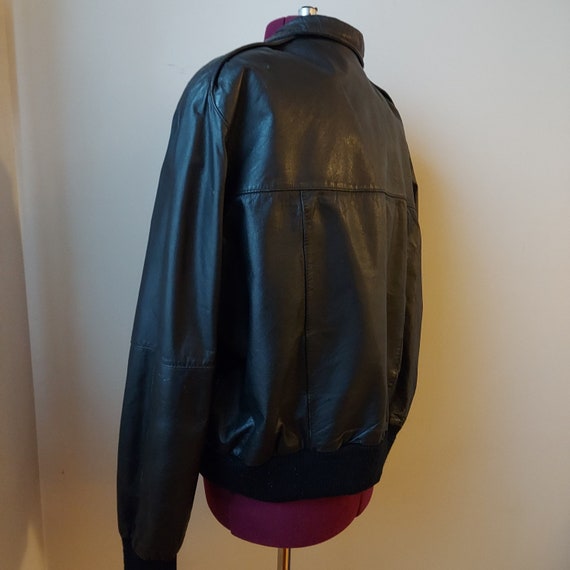 80s Men's, Black Leather Jacket Size 44 | By Sadd… - image 4