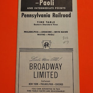 Pennsylvania Railroad Philadelphia to Paoli Time Table Effective October 28, 1956