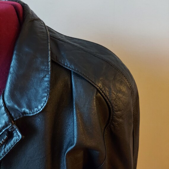 80s Men's, Black Leather Jacket Size 44 | By Sadd… - image 3