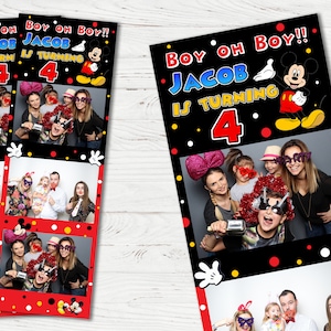 Mickey Mouse / Plantilla de fotomatón temático / Plantilla de fotomatón de aniversario de cumpleaños / Plantilla de fiesta infantil de dibujos animados / Diseño Montessori