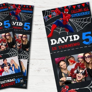 Spider-man / Plantilla de fotomatón / Plantilla de fotomatón personalizada de cumpleaños / Plantilla de fiesta infantil de dibujos animados / Spider Man / Diseño de Spiderman