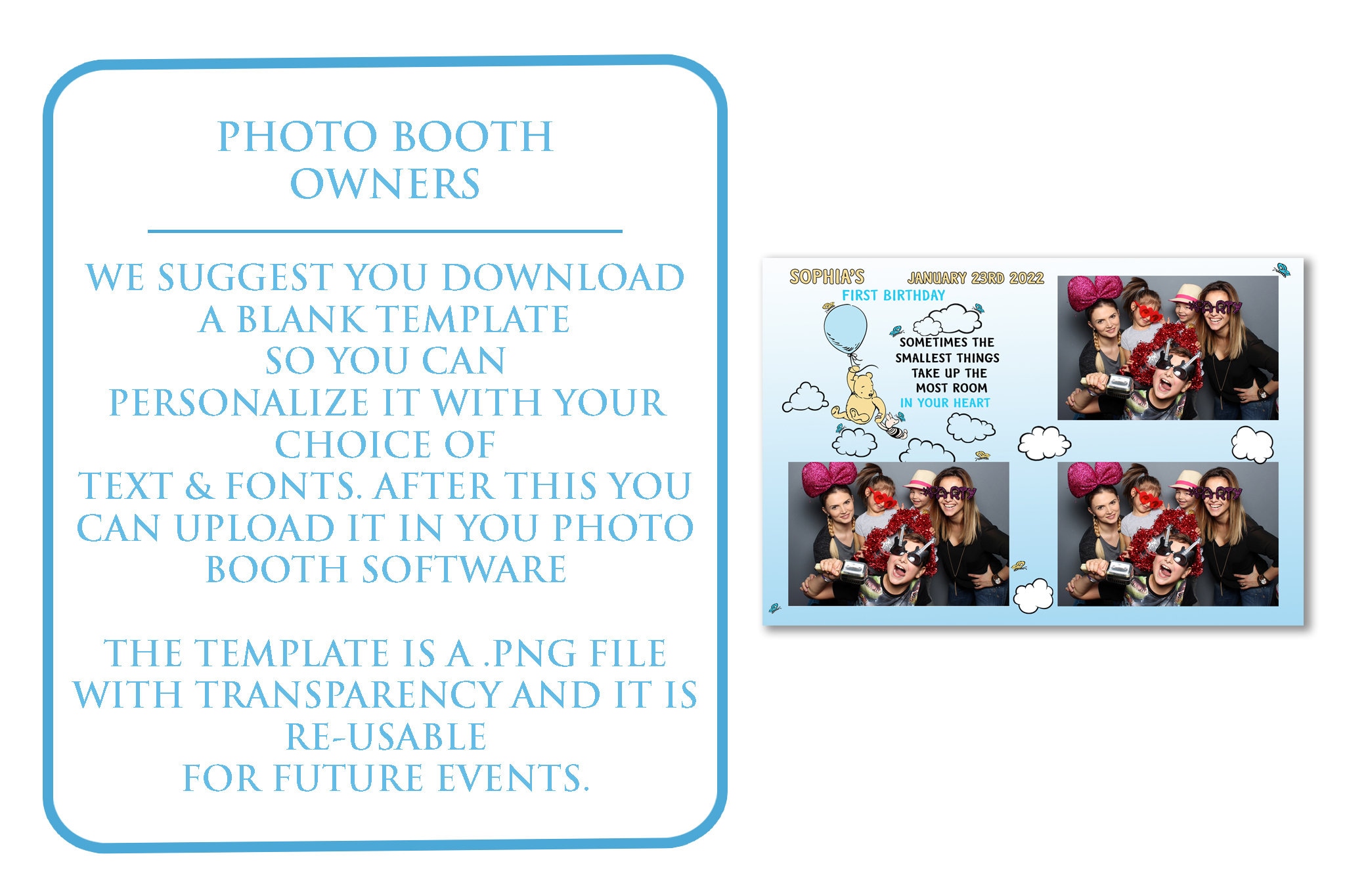 Winnie the Pooh | Photo Booth Template | Birthday Anniversary ...