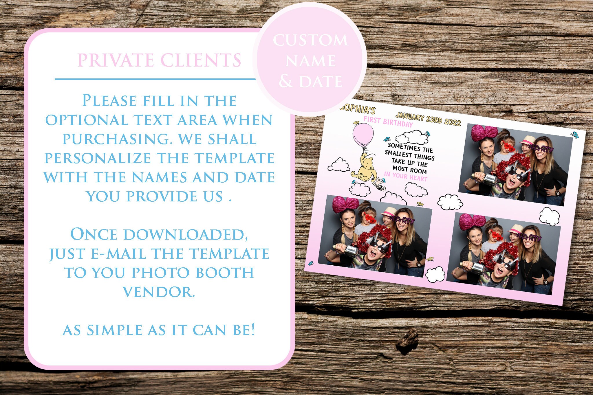 Winnie the Pooh Pink | Photo Booth Template for Girls | Birthday ...