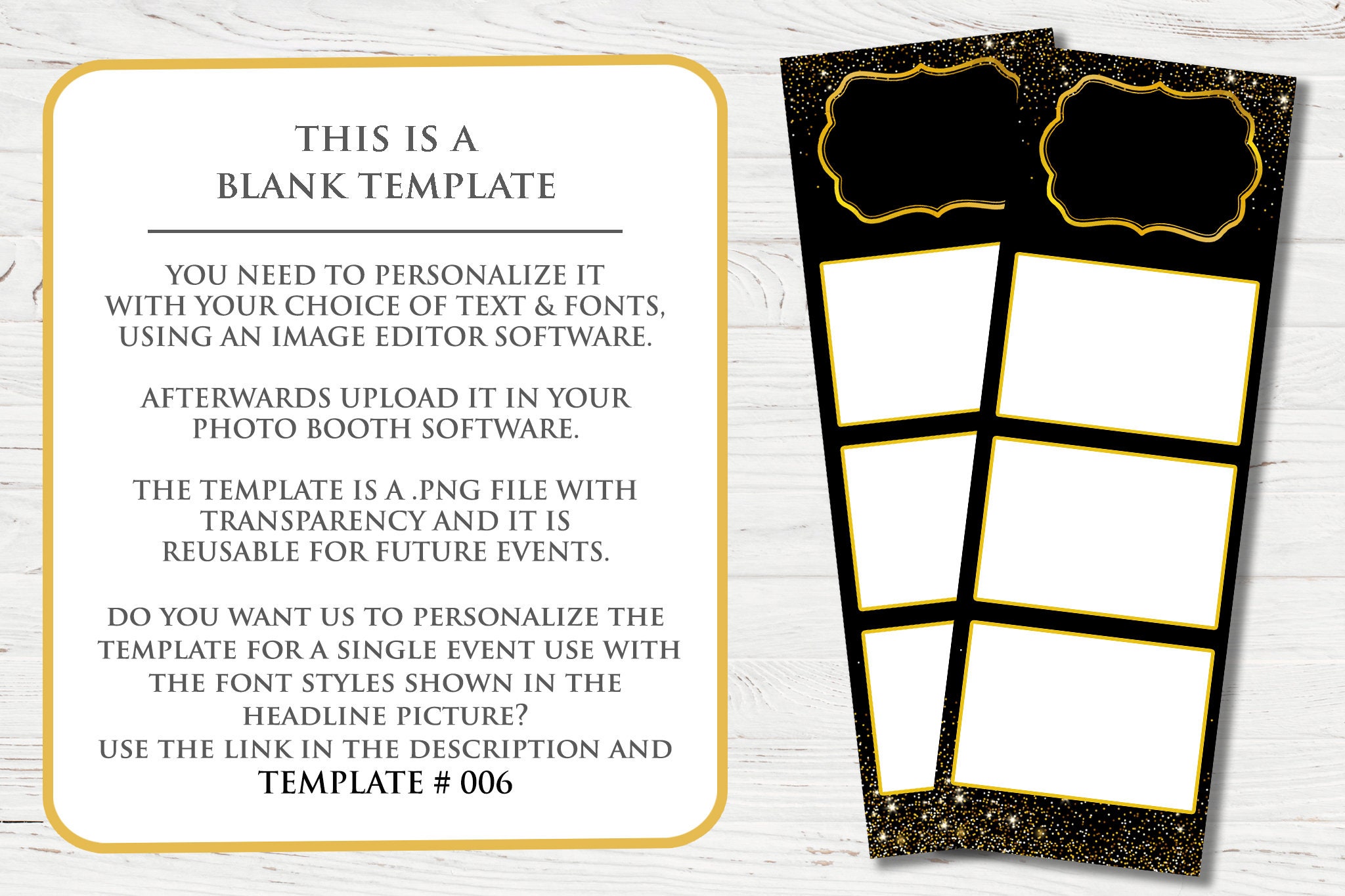 2 X 6 Photo Booth Strip | Photobooth Template: Elegant | Wedding Bridal ...
