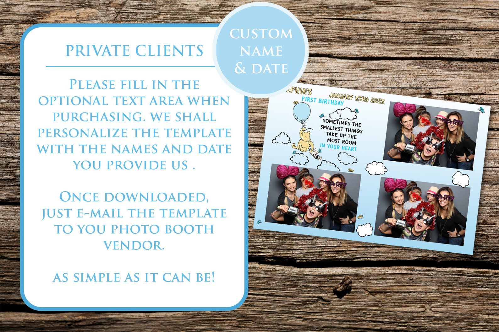 Winnie the Pooh | Photo Booth Template | Birthday Anniversary ...