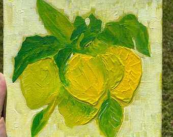 Original Lemon Painting, Fruit Art, Citrus art, original australian artwork, art for home, Painting by AuroreEvstifeev