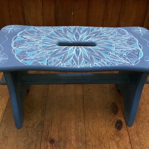 Hand Painted and Illustrated Wooden Stool (C50)
