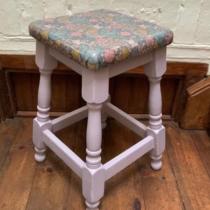 Hand Painted and Decoupaged Wooden Stool
