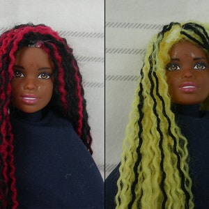 Custom Multicolored Curly Yarn Doll Wig/ONLY FITS Barbie Dolls