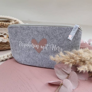 Personalisierte Filztasche Erzieherin mit Herz - Geschenkidee zum Geburtstag, als Dankeschön oder zum Abschied