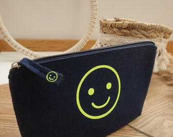 Filztasche Smiley | personalisierbar am Zipper mit Namen | Kosmetiktasche | Stifteetui