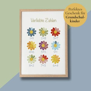 Poster "Verliebte Zahlen" für das Kinderzimmer zur Einschulung, zum Geburtstag oder zur Unterstützung zum lernen