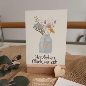 Postkarte Blumenstrauß "Herzlichen Glückwunsch" zum Geburtstag, als kleine Aufmerksamkeit oder Dankeschön für Lehrerinnen oder Erzieherinnen