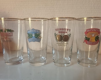 1960s vintage Heineken beer glasses (set of 4)