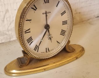 Vintage Swiza Swiss Brass 8-day Alarm Clock - Etsy