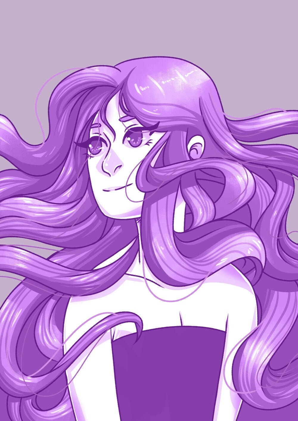 Gillyflower - Art Print Home Decor Witchy Purple Woman Portrait Drawing Illustration Housewarming Gi