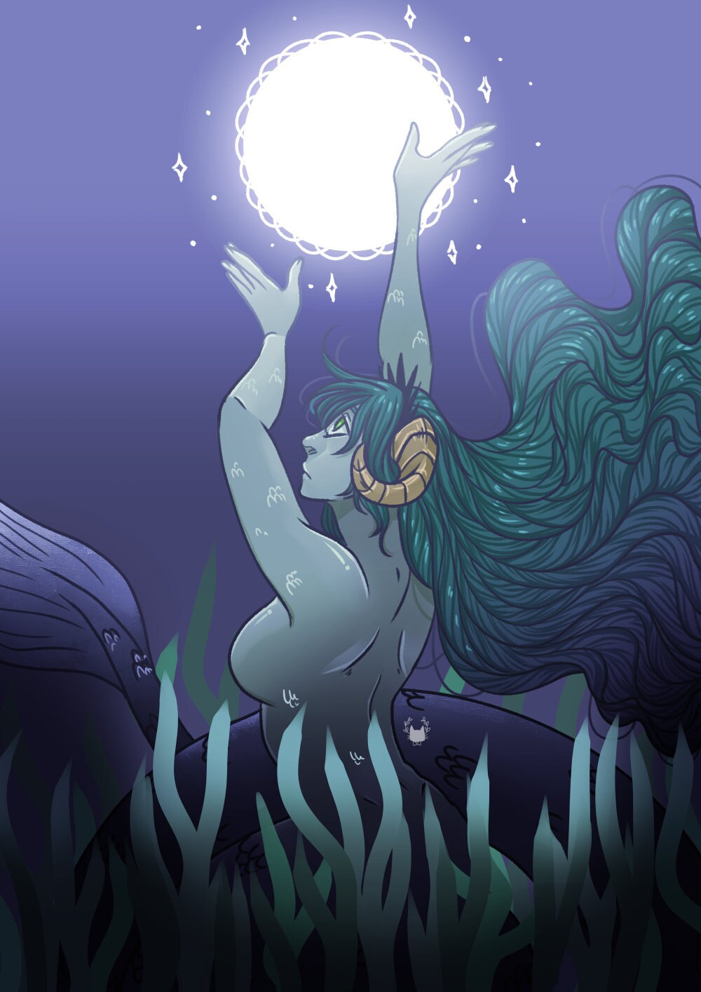 Capricorne - Impression d'art Home Decor Astrologie Astral Signs Woman Drawing Illustration Housewar