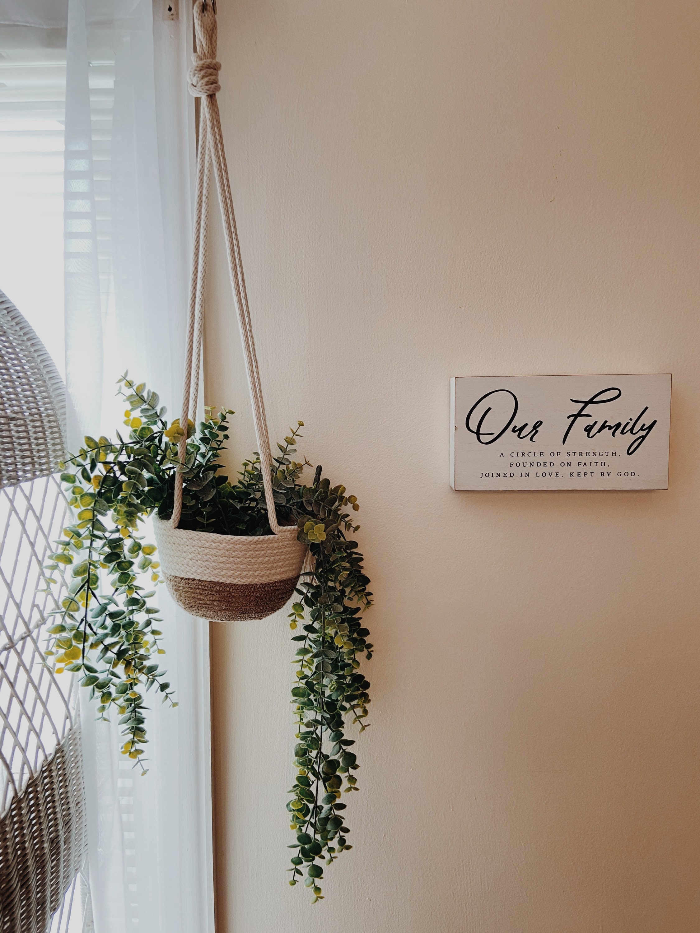 Cotton Rope Hanging Planter Basket With Jute Mini Rustic Etsy