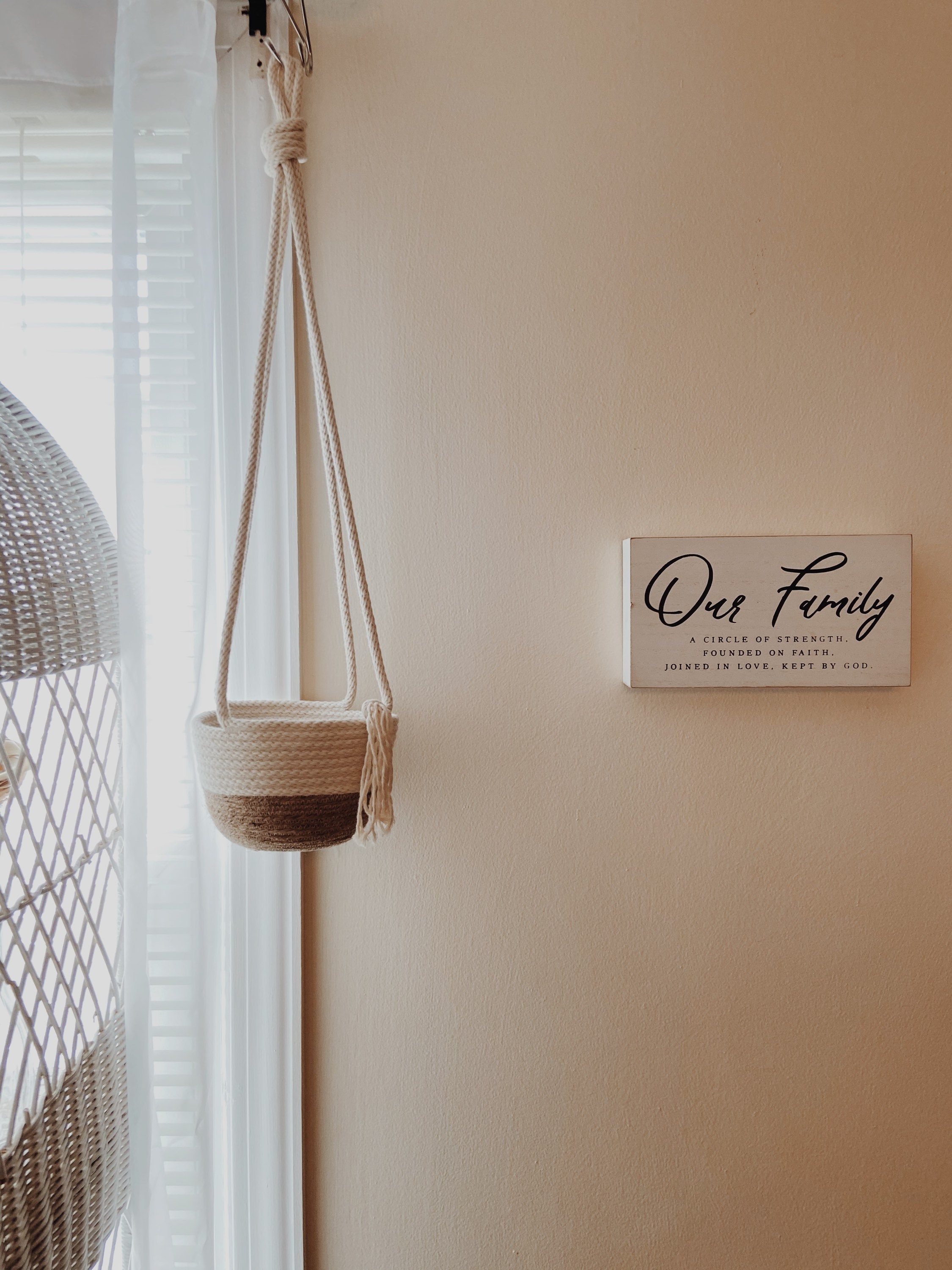 Cotton Rope Hanging Planter Basket With Jute Mini Rustic Etsy