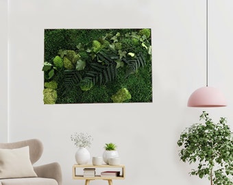 Moss art wall hanging, moss wall, pole moss, green wall, moss picture, preserved moss