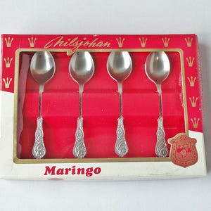 Vintage 4 Coffee Spoons by Nilsjohan Sweden stainless steel spoons