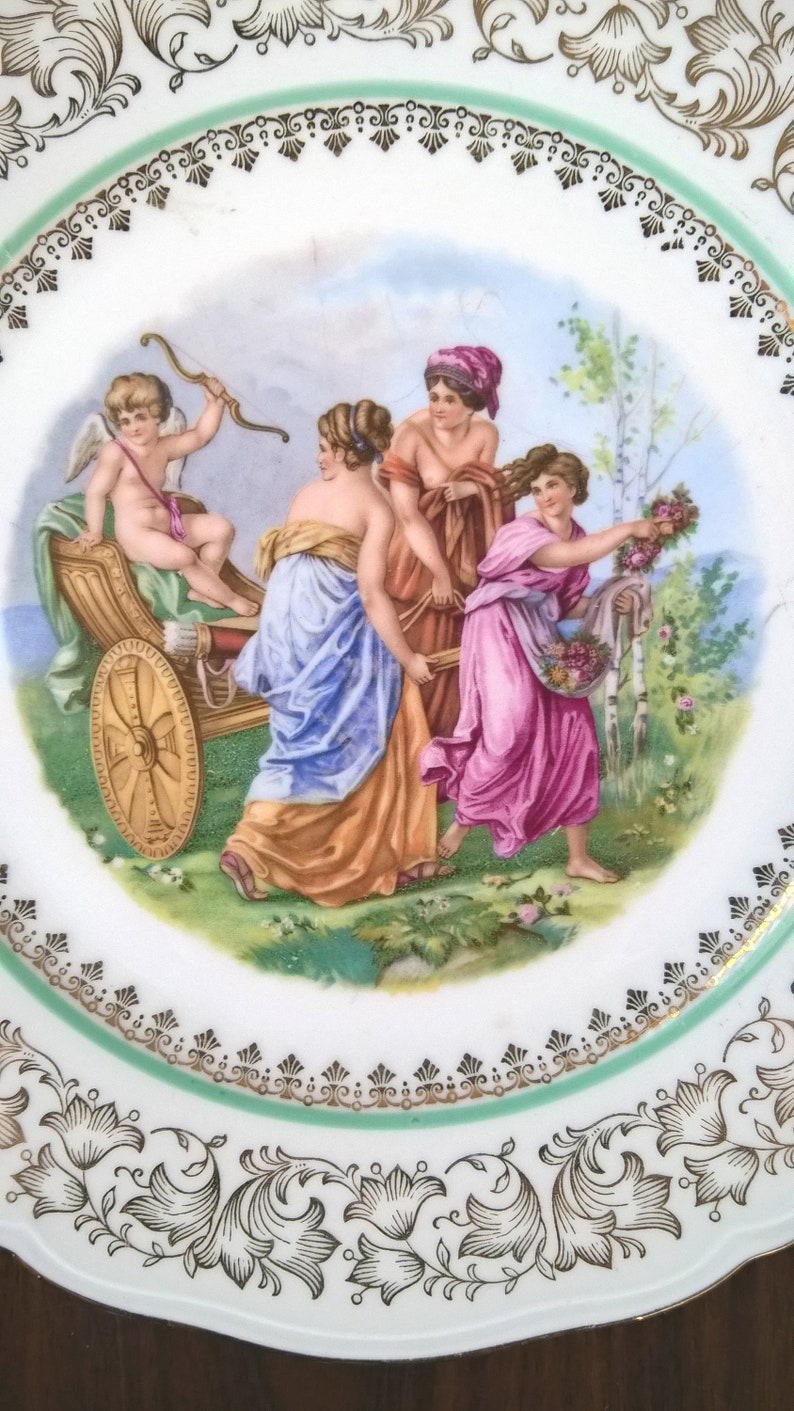 Decorative Plate ZEH Scherzer Bavaria Germany Vintage Plate Wall Decor Golden Trim