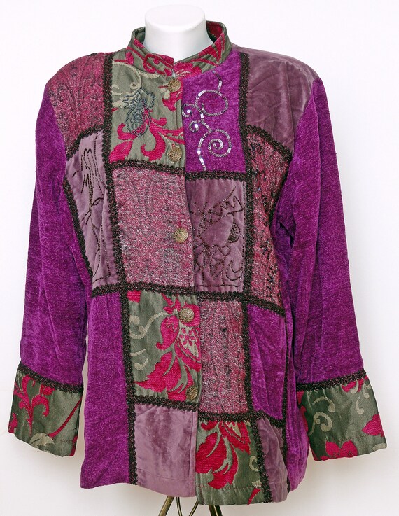 Patchwork INDIGO MOON vintage jacket, hand crafte… - image 2