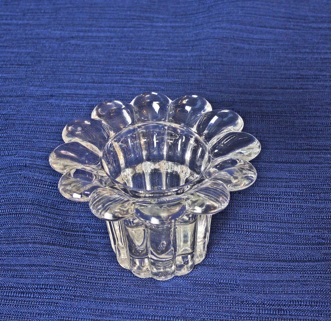 Queen Glass Candlestick Holder, Italian Clear Glass Candle