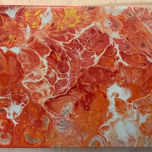 SCATTERED ROSE  pour painting canvas, Orange and blue pour painting canvas, Color combo painting, Home Decor Canvas