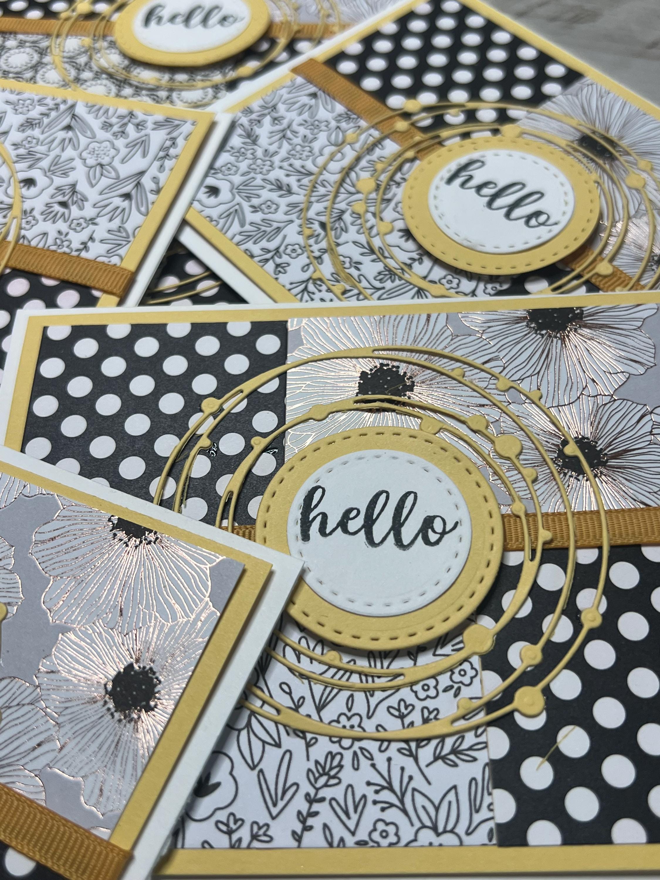 Handmade Hello Card: Black, White & Yellow Floral Design - Etsy
