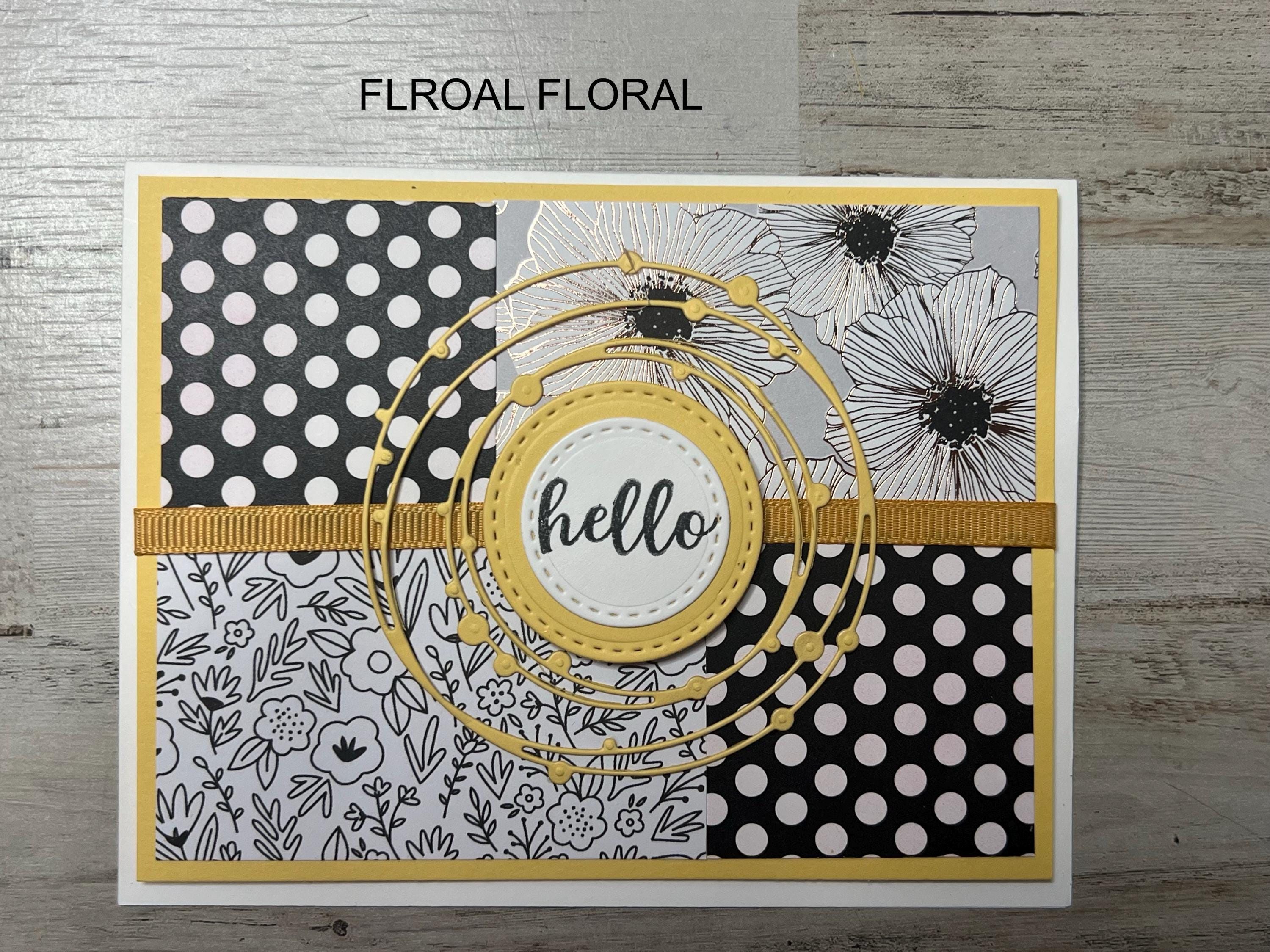 Handmade Hello Card: Black, White & Yellow Floral Design - Etsy