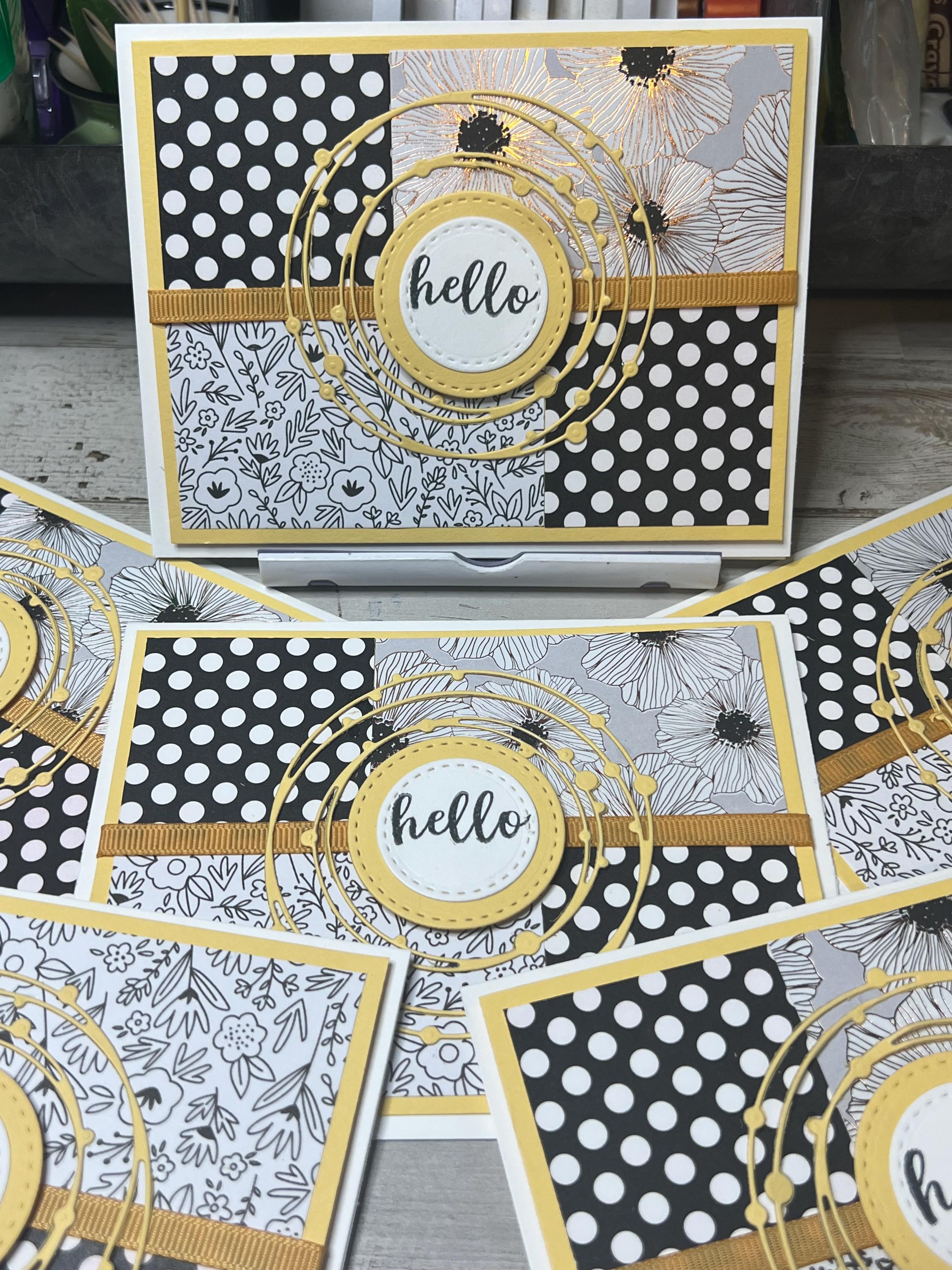 Handmade Hello Card: Black, White & Yellow Floral Design - Etsy