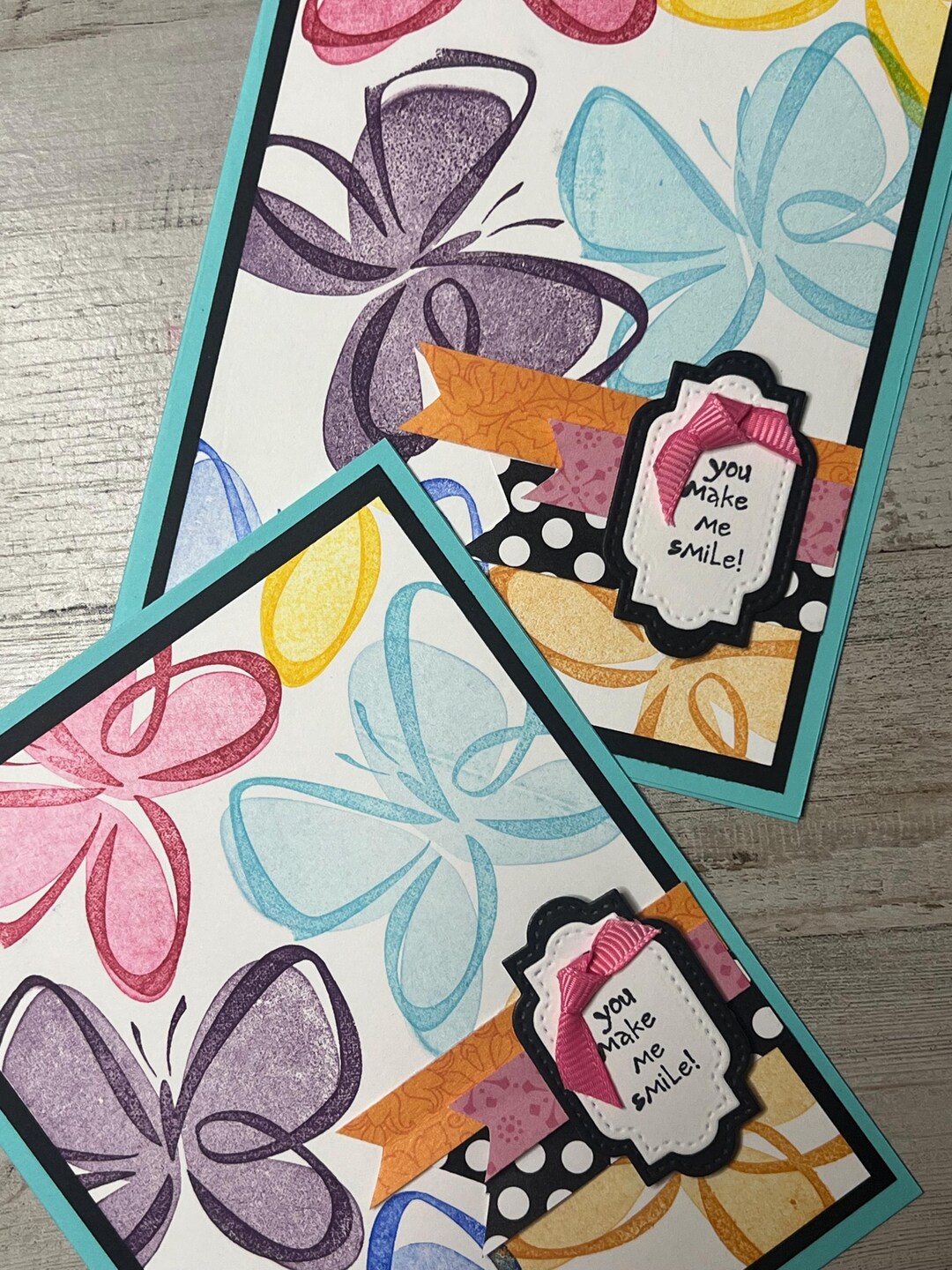 Handmade Butterfly Card: Colorful Bold Stamp - You Make Me Smile - Etsy