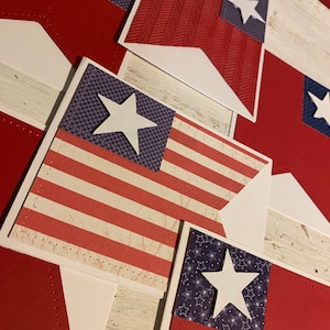 ALL AMERICAN FLAG Handmade Patriotic cards, Fourth July cards, 4th July cards, Red White Blue cards, American cards, Stars and strips cards