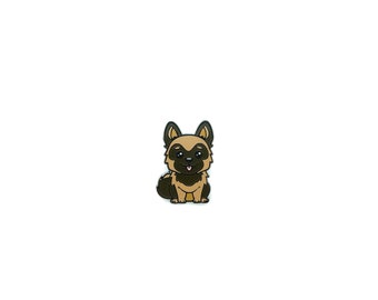 German Shepherd Sitting and Smiling Cute Enamel Pin