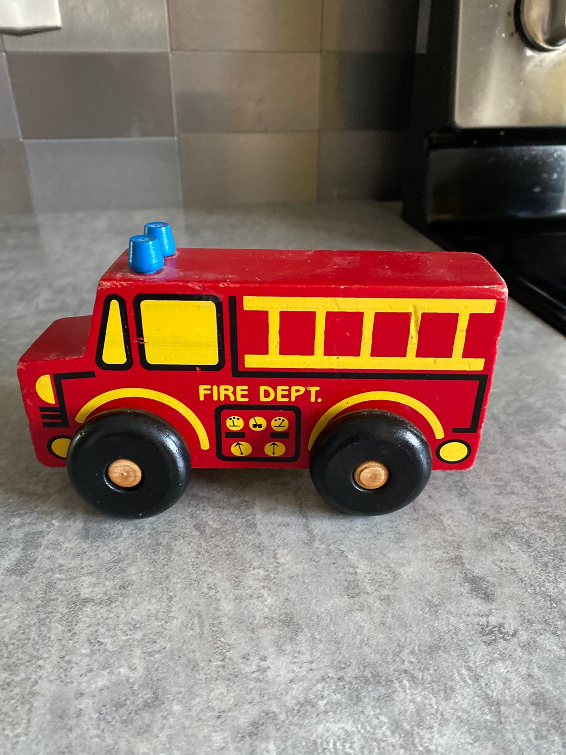 Vintage Wooden Fire Truck - Etsy