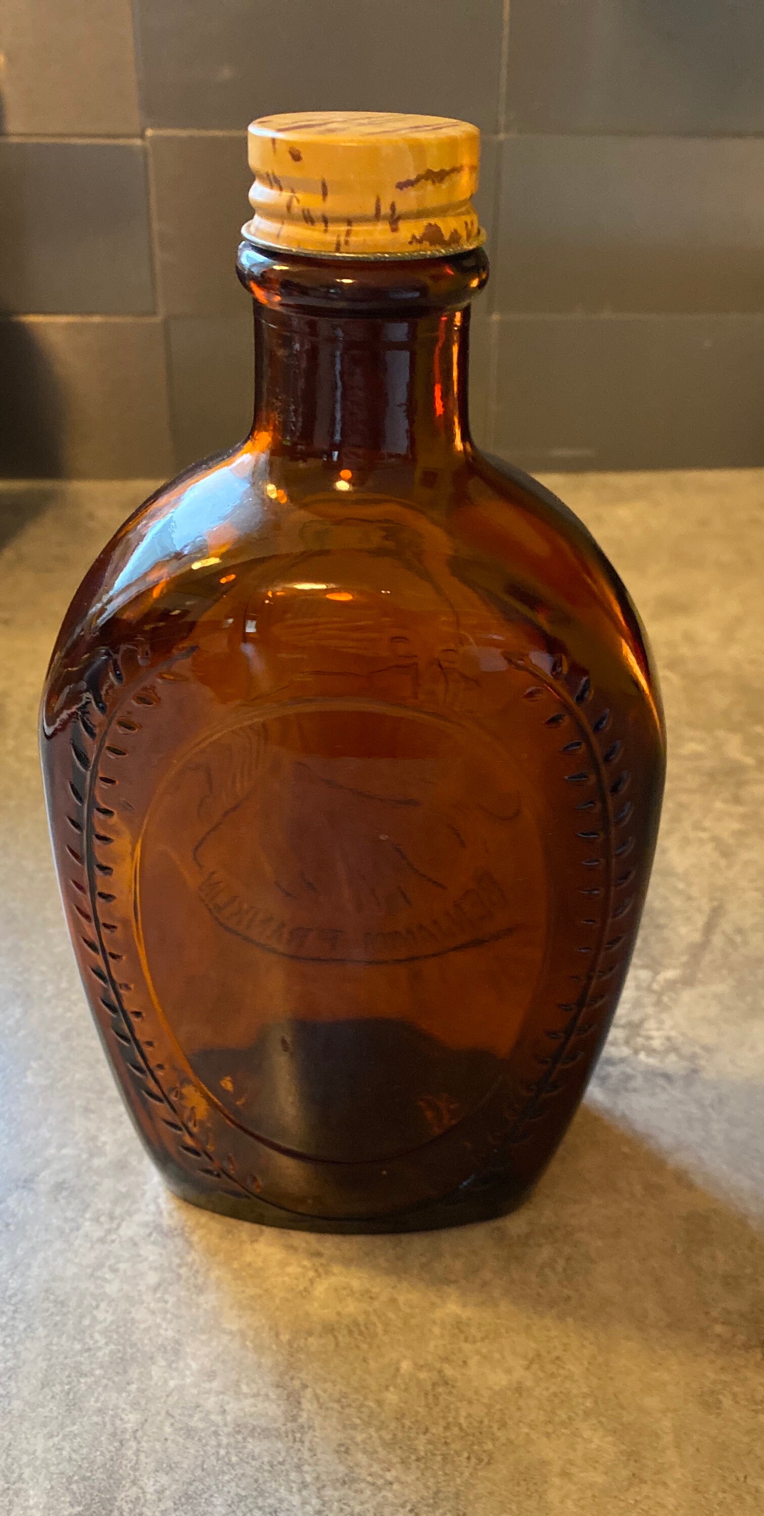 Vintage Log Cabin Syrup Bottle Featuring Benjamin Franklin Etsy UK