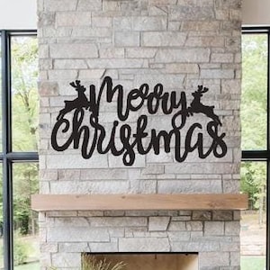 Perfect Metal Reindeer Merry Christmas Wall Hanging Gift: Vintage-Inspired Powder-Coated Sign with &quot;Merry Christmas&quot; and Reindeer