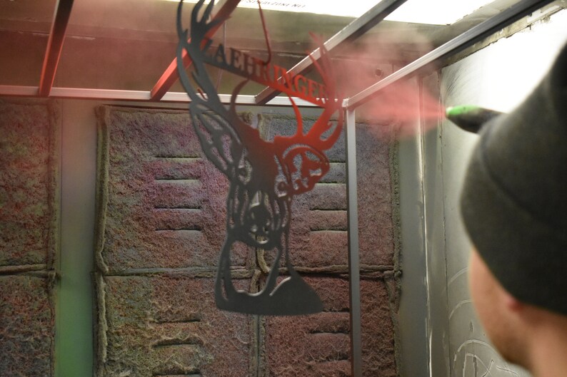 Anpassningsbart hjorthuvudmonogram | Metallkonstverk | Välj mellan 45 och 60 cm bild 3