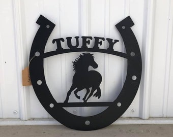 Customizable Horseshoe Monogram Sign | Metal Artwork