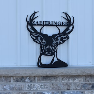 Anpassningsbart hjorthuvudmonogram | Metallkonstverk | Välj mellan 45 och 60 cm bild 1