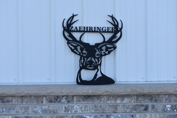 Customizable Deer Head Monogram | Metal Artwork | Choose from 18" to 60"