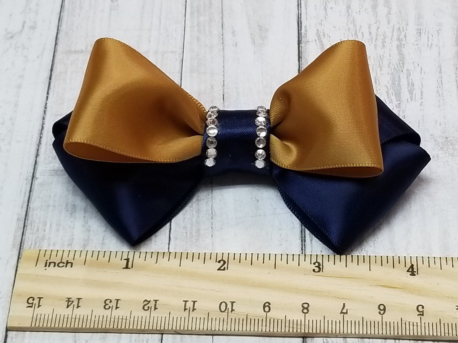 Blue and Gold Hair Bow Set - wide 8